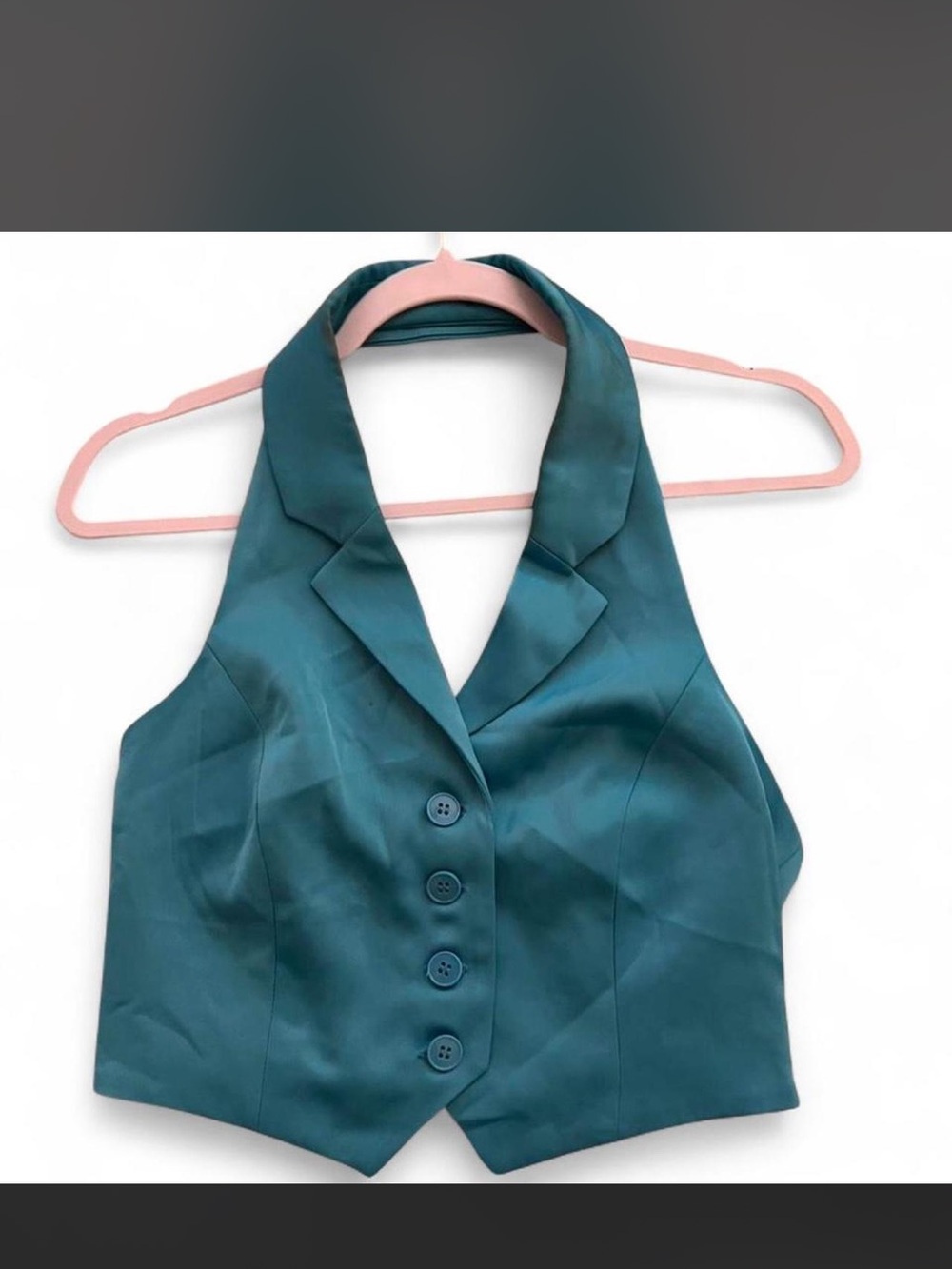 House of Harlow 1960 Teal Satin Halter Vest